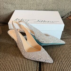 Betsey Johnson Glittering Silver Slingback Heels